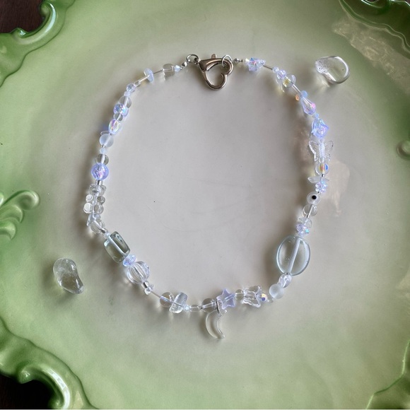 Crystal Vision Clear Beaded Rainbow Necklace Opal Butterflies Flowers Moon - Picture 3 of 11